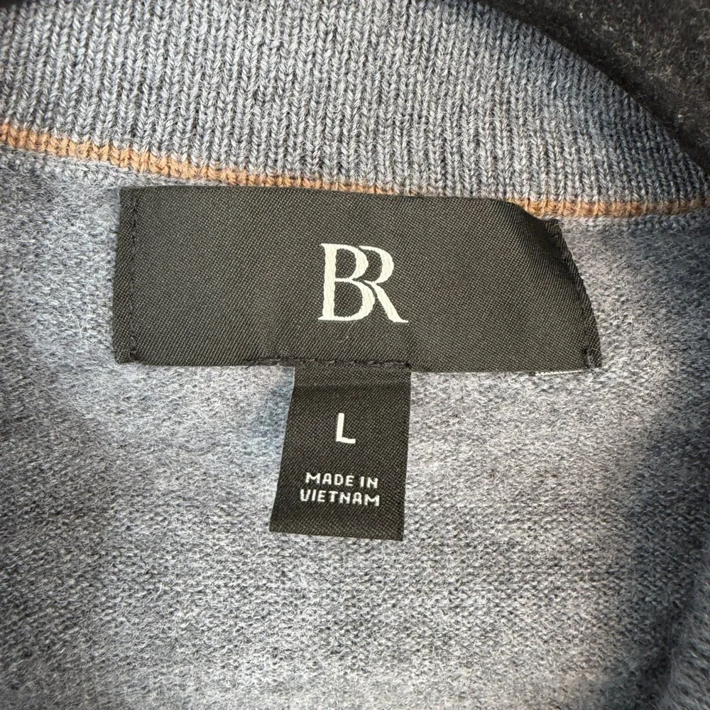 Banana Republic Mens Gray 100% Extra Fine Merino Wool Quarter Zip Sweater Large